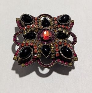 Sorrelli Black and Red Gemstone Brooch